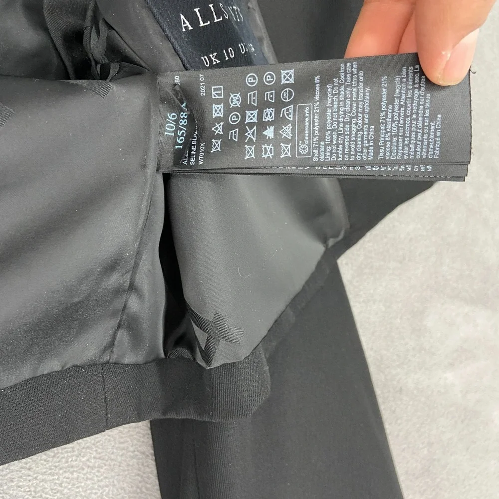 AllSaints Cropped Blazer Jacket Women's 6 Black Formal Shawl Collar Open Front - Picture 5 of 10